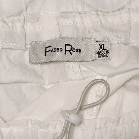 New Faded Rose Nylon Cargo Pants Parachute Style Women's Size XL Cordlock White - Picture 9 of 11